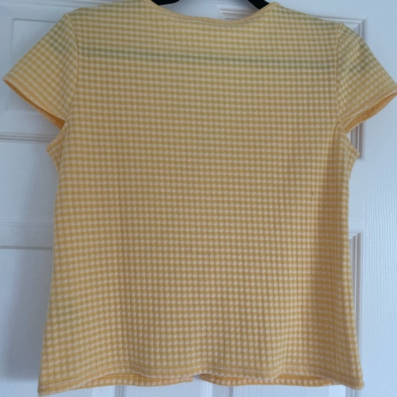 Madewell Atoboy Gingham Top Bow Front Tee Yellow Plaid - Picture 5 of 5